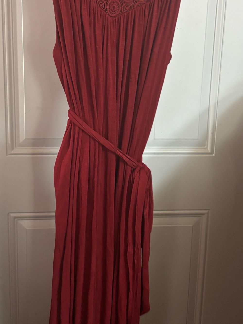Lane Bryant Brick Red Sleeveless Maxi Dress with Waist Tie